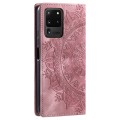 For Samsung Galaxy S20 Ultra Totem Embossed Magnetic Leather Phone Case(Rose Gold)