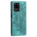 For Samsung Galaxy S20 Ultra Totem Embossed Magnetic Leather Phone Case(Green)