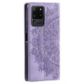 For Samsung Galaxy S20 Ultra Totem Embossed Magnetic Leather Phone Case(Purple)