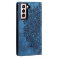 For Samsung Galaxy S21 5G Totem Embossed Magnetic Leather Phone Case(Blue)