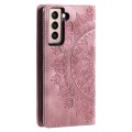 For Samsung Galaxy S21 5G Totem Embossed Magnetic Leather Phone Case(Rose Gold)