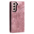 For Samsung Galaxy S22 5G Totem Embossed Magnetic Leather Phone Case(Rose Gold)