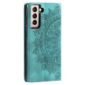 For Samsung Galaxy S22 5G Totem Embossed Magnetic Leather Phone Case(Green)