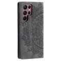 For Samsung Galaxy S22 Ultra 5G Totem Embossed Magnetic Leather Phone Case(Grey)