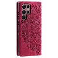 For Samsung Galaxy S22 Ultra 5G Totem Embossed Magnetic Leather Phone Case(Red)