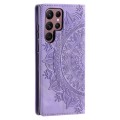 For Samsung Galaxy S22 Ultra 5G Totem Embossed Magnetic Leather Phone Case(Purple)