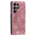For Samsung Galaxy S23 Ultra 5G Totem Embossed Magnetic Leather Phone Case(Rose Gold)