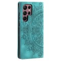 For Samsung Galaxy S24 Ultra 5G Totem Embossed Magnetic Leather Phone Case(Green)