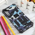 For Samsung Galaxy A15 Camouflage Armor Kickstand TPU + PC Magnetic Phone Case(Light Blue)