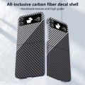 For Samsung Galaxy Z Flip4 All-inclusive Decal Carbon Fiber Texture Protective Phone Case(Gray White