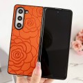 For Samsung Galaxy Z Fold3 Impression Flower Pattern Protective Phone Case(Orange)