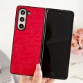 For Samsung Galaxy Z Fold3 Impression Flower Pattern Protective Phone Case(Red)