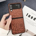 For Samsung Galaxy Z Flip3 Impression Flower Pattern Protective Phone Case(Brown)