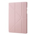 For Samsung Galaxy Tab A9 TPU Deformation Multi-Fold Leather Tablet Case(Rose Gold)