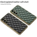 For Samsung Galaxy S24 5G GKK Rhombus Pattern Electroplating Plain PU Phone Case(Green)
