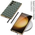 For Samsung Galaxy S24 Ultra 5G GKK Rhombus Pattern Electroplating Plain PU Phone Case(Green)