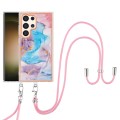 For Samsung Galaxy S24 Ultra 5G Electroplating Pattern IMD TPU Shockproof Case with Neck Lanyard(Mil