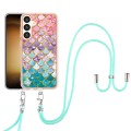 For Samsung Galaxy S24+ 5G Electroplating Pattern IMD TPU Shockproof Case with Neck Lanyard(Colorful