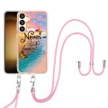 For Samsung Galaxy S24+ 5G Electroplating Pattern IMD TPU Shockproof Case with Neck Lanyard(Dream Ch