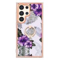 For Samsung Galaxy S24 Ultra 5G Electroplating Pattern IMD TPU Shockproof Case with Rhinestone Ring