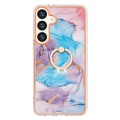 For Samsung Galaxy S24+ 5G Electroplating Pattern IMD TPU Shockproof Case with Rhinestone Ring Holde