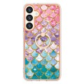 For Samsung Galaxy S24 5G Electroplating Pattern IMD TPU Shockproof Case with Rhinestone Ring Holder