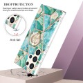 For Samsung Galaxy S24 Ultra 5G Electroplating Splicing Marble Flower Pattern TPU Shockproof Case wi