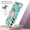 For Samsung Galaxy S24 5G Electroplating Splicing Marble Flower Pattern TPU Shockproof Case with Rhi