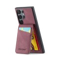 For Samsung Galaxy S24 Ultra 5G Fierre Shann Crazy Horse Card Holder Back Cover PU Phone Case(Wine R