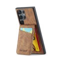 For Samsung Galaxy S24 Ultra 5G Fierre Shann Crazy Horse Card Holder Back Cover PU Phone Case(Brown)