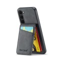 For Samsung Galaxy S24+ 5G Fierre Shann Crazy Horse Card Holder Back Cover PU Phone Case(Black)