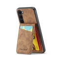 For Samsung Galaxy S24+ 5G Fierre Shann Crazy Horse Card Holder Back Cover PU Phone Case(Brown)