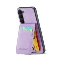 For Samsung Galaxy S24+ 5G Fierre Shann Crazy Horse Card Holder Back Cover PU Phone Case(Purple)