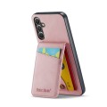 For Samsung Galaxy A13 5G Fierre Shann Crazy Horse Card Holder Back Cover PU Phone Case(Pink)