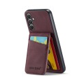 For Samsung Galaxy A13 5G Fierre Shann Crazy Horse Card Holder Back Cover PU Phone Case(Wine Red)