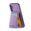 For Samsung Galaxy A15 Fierre Shann Crazy Horse Card Holder Back Cover PU Phone Case(Purple)