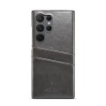 For Samsung Galaxy S24 Ultra 5G Fierre Shann Oil Wax Texture Leather Phone Case with Card Slots(Blac