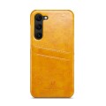 For Samsung Galaxy S24+ 5G Fierre Shann Oil Wax Texture Leather Phone Case with Card Slots(Yellow)