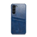 For Samsung Galaxy S24+ 5G Fierre Shann Oil Wax Texture Leather Phone Case with Card Slots(Blue)
