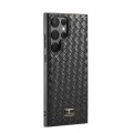 For Samsung Galaxy S24 Ultra 5G Fierre Shann Leather Texture Phone Back Cover Case(Woven Black)