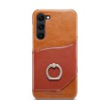 For Samsung Galaxy S24+ 5G Fierre Shann Oil Wax Texture Genuine Leather Back Phone Case(Brown)