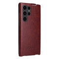 For Samsung Galaxy S24 Ultra 5G Fierre Shann 64 Texture Vertical Flip PU Leather Phone Case(Brown)