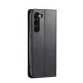 For Samsung Galaxy S24+ 5G Fierre Shann PU Genuine Leather Texture Phone Case(Black)