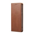 For Samsung Galaxy S24 5G Fierre Shann PU Genuine Leather Texture Phone Case(Brown)