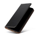 For Samsung Galaxy A55 5G Fierre Shann PU Genuine Leather Texture Phone Case(Black)