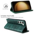 For Samsung Galaxy S24 5G Fierre Shann Crocodile Texture Magnetic Genuine Leather Phone Case(Green)