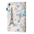 For Samsung Galaxy Tab A9 Coloured Drawing Stitching Smart Leather Tablet Case(Tower and Butterflies