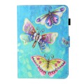 For Samsung Galaxy Tab A9 Coloured Drawing Stitching Smart Leather Tablet Case(Colorful Butterflies)