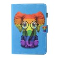 For Samsung Galaxy Tab A9+ Coloured Drawing Stitching Smart Leather Tablet Case(Colorful Elephant)