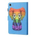 For Samsung Galaxy Tab A9+ Coloured Drawing Stitching Smart Leather Tablet Case(Colorful Elephant)